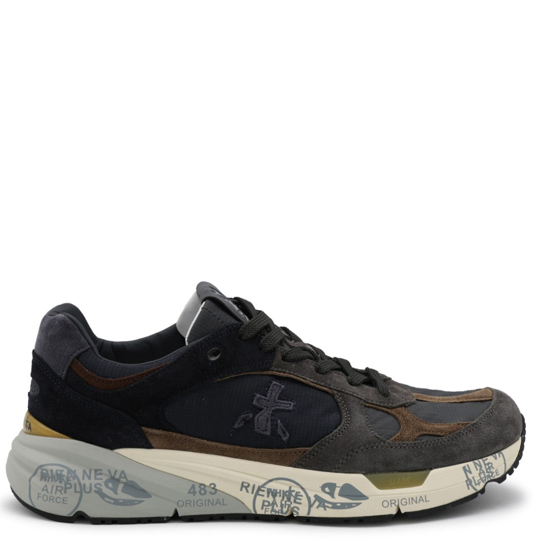 Premiata Layered Suede Fabric Chunky Sole Sneakers