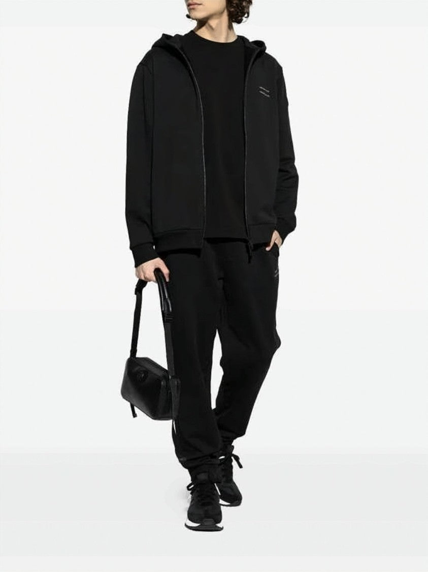 Moncler Minimalist Black Zip-Up Hoodie With Ribbed Details