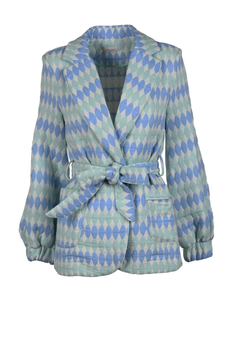 Motel Green Geometric Cotton-Blend Jacket