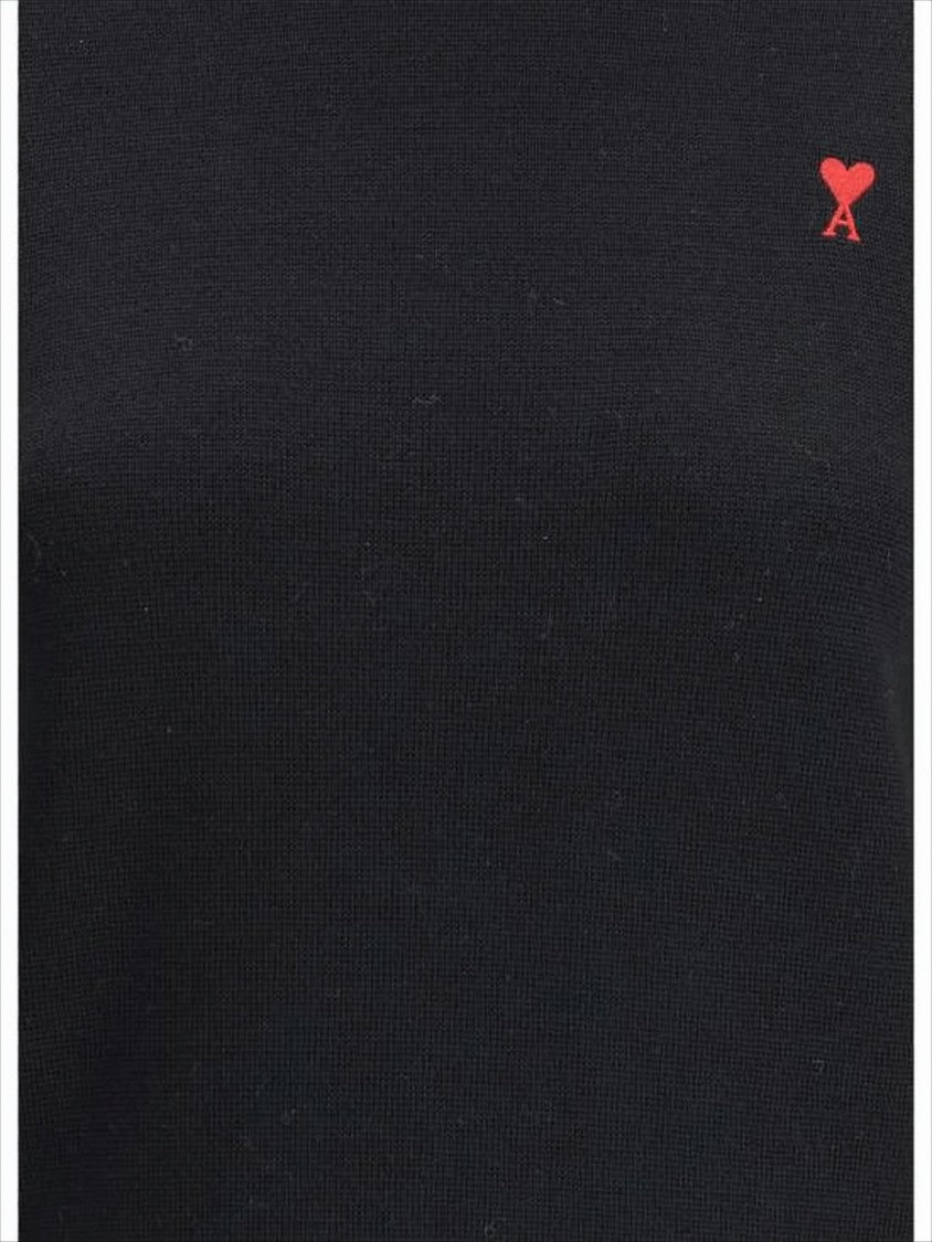 Ami Paris Cropped Turtleneck Sweater With Fitted Silhouette