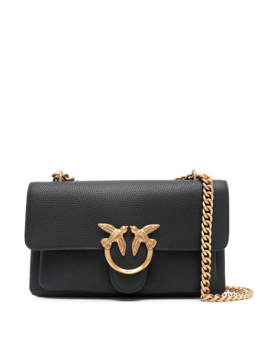Pinko Grained Leather Foldover Top Bag