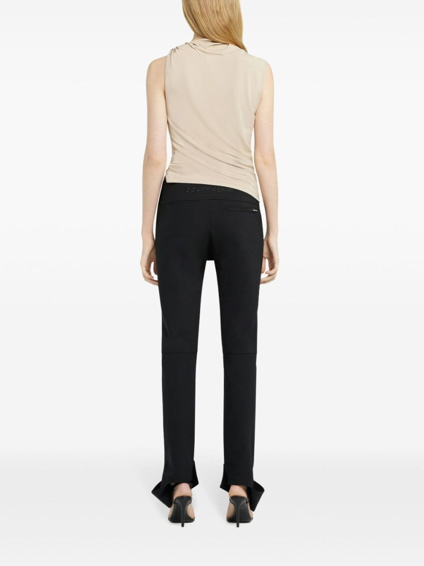 Courrèges Beige Asymmetric Logo Patch Sleeveless Top