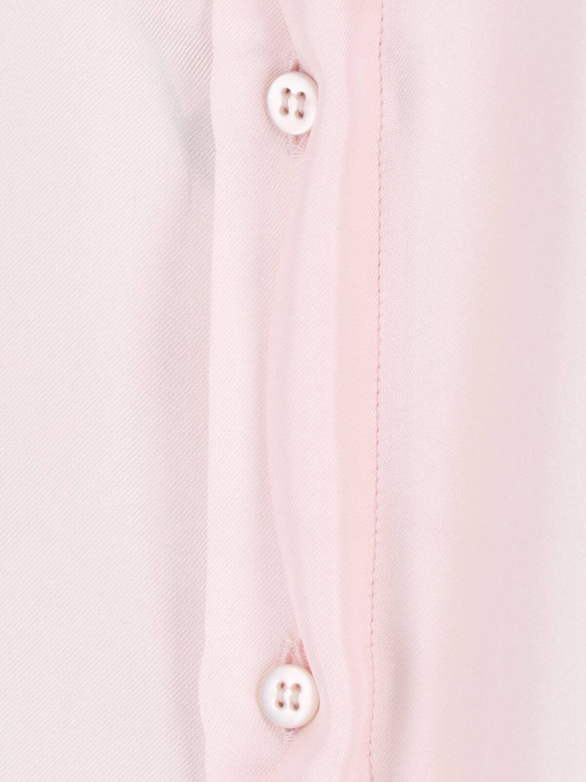 Sa Su Phi Pink Lavallière High Collar Satin-Blend Blouse