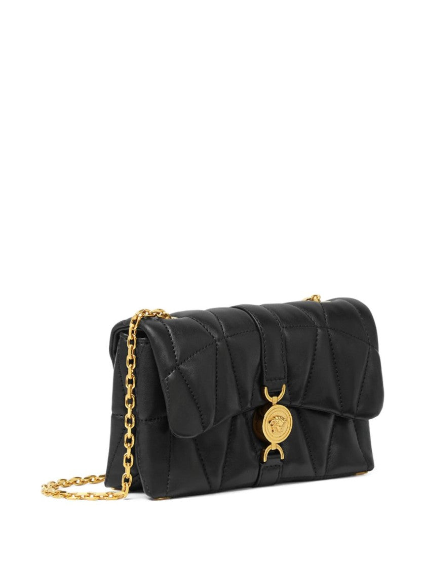Versace Quilted Black Lambskin Foldover Bag