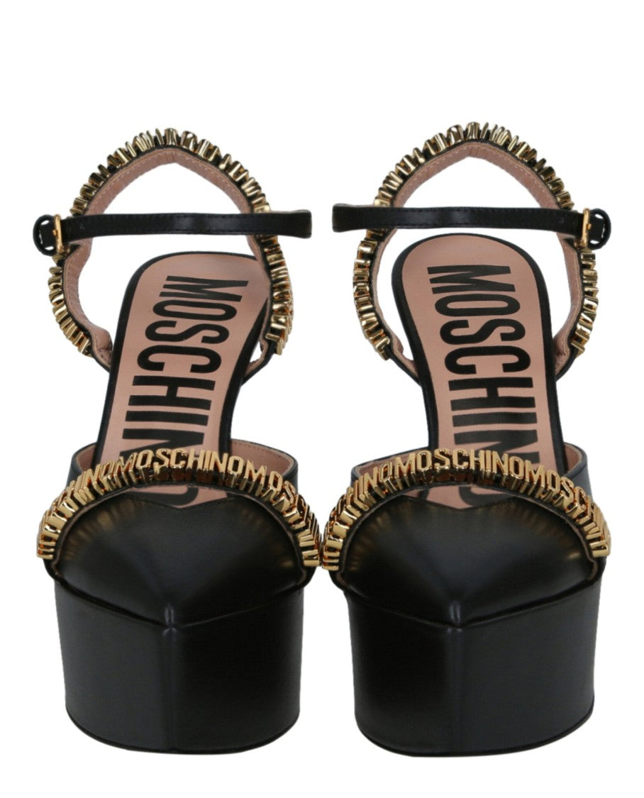 Moschino Logo Lettering Ankle Strap Pumps