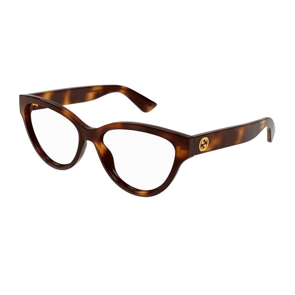 Gucci Gg1581o Gg Logo Line Havana Acetate Cat-Eye Eyeglasses