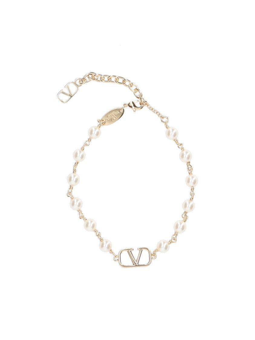 Valentino Garavani Gold-Tone Brass Bracelet With Signature 'V' Logo