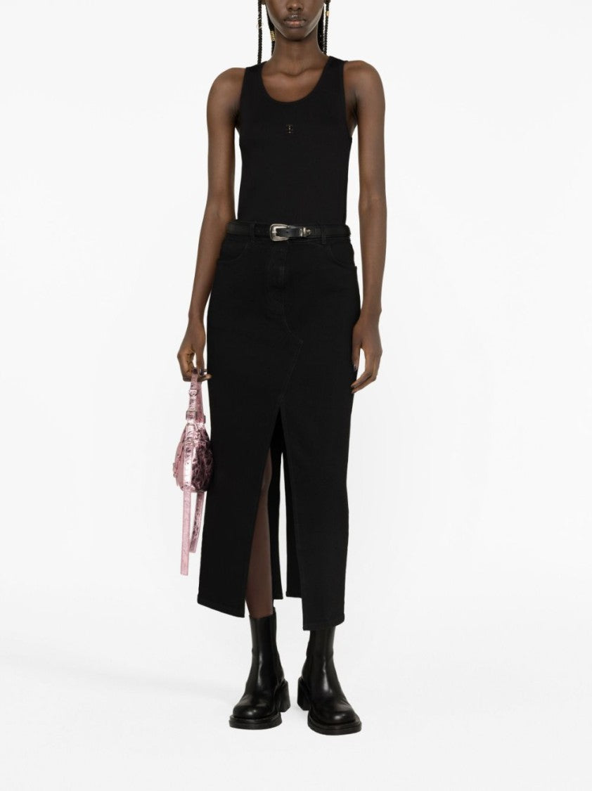 Givenchy Black 4G Motif Ribbed Knit Top