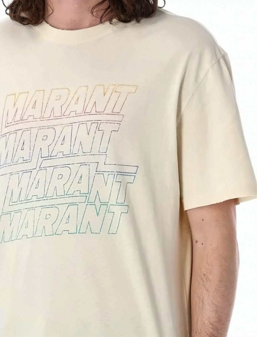 Isabel Marant Relaxed Fit Graphic Tee With Pastel Text Design