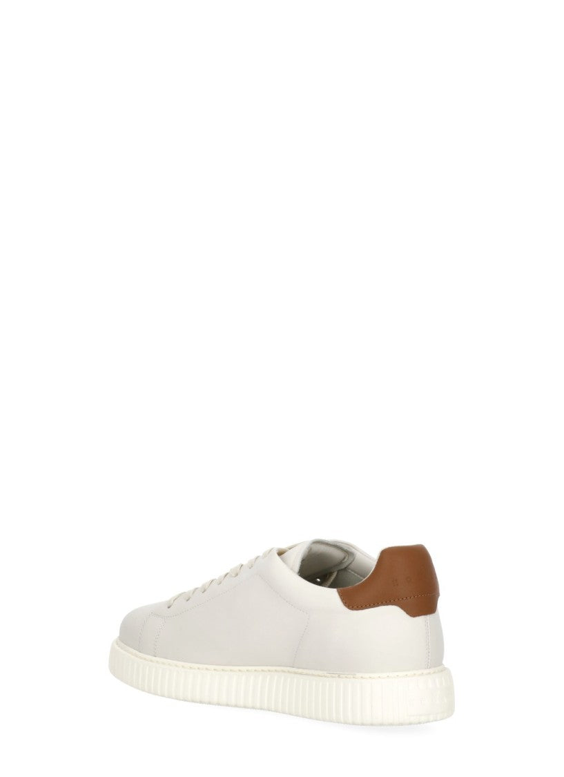 Hogan Ivory Smooth Leather Low-Top Sneakers