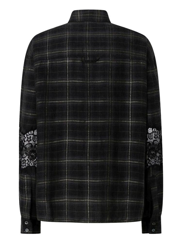 Pinko Multicolour Reina Dark Plaid Viscose-Blend Long-Sleeve Shirt