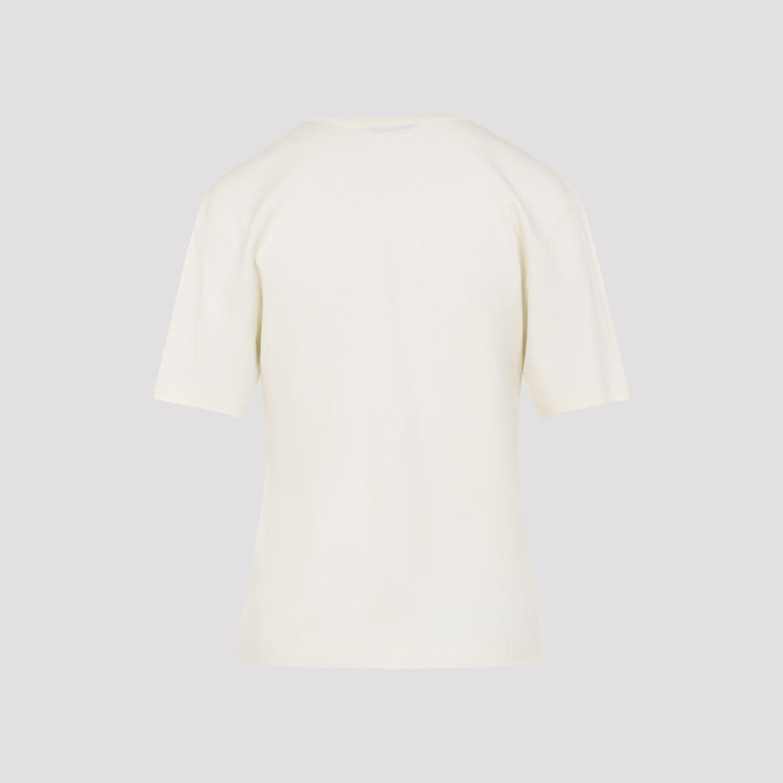 Lemaire Light Cream White Cotton Ribbed T-Shirt