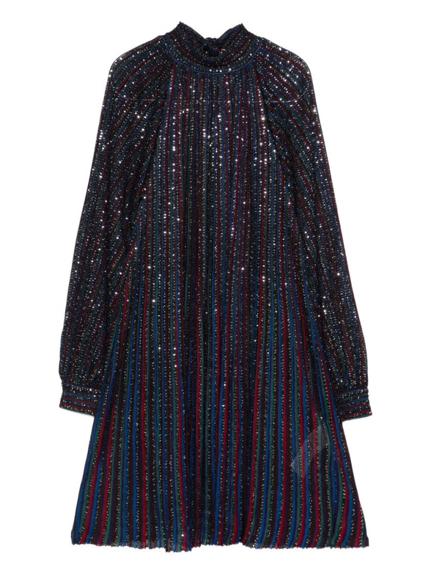 Missoni Sheer Pleated Black Mini Dress