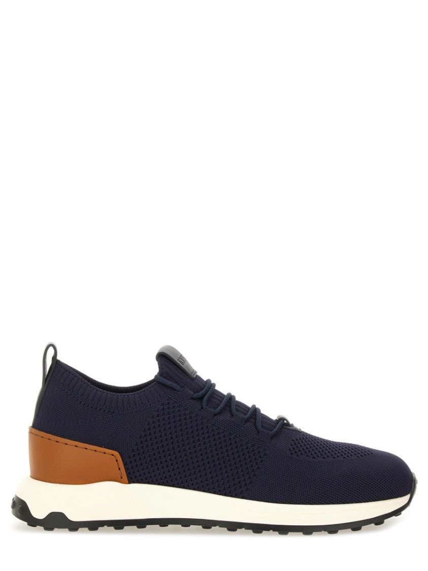 Tod's Socks-Style Navy Leather Accent Sneakers