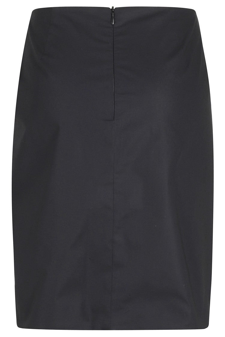 Federica Tosi Black Front-Knot Zippered Cotton Mini Skirt