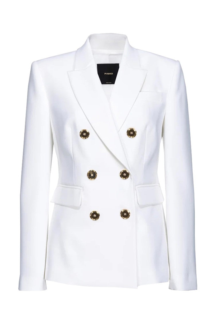 Pinko White Polyester-Blend Double-Breasted Blazer