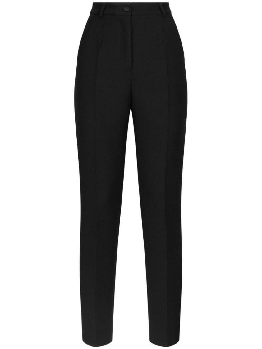 Dolce & Gabbana High-Waisted Straight-Leg Trousers With Polished Finish