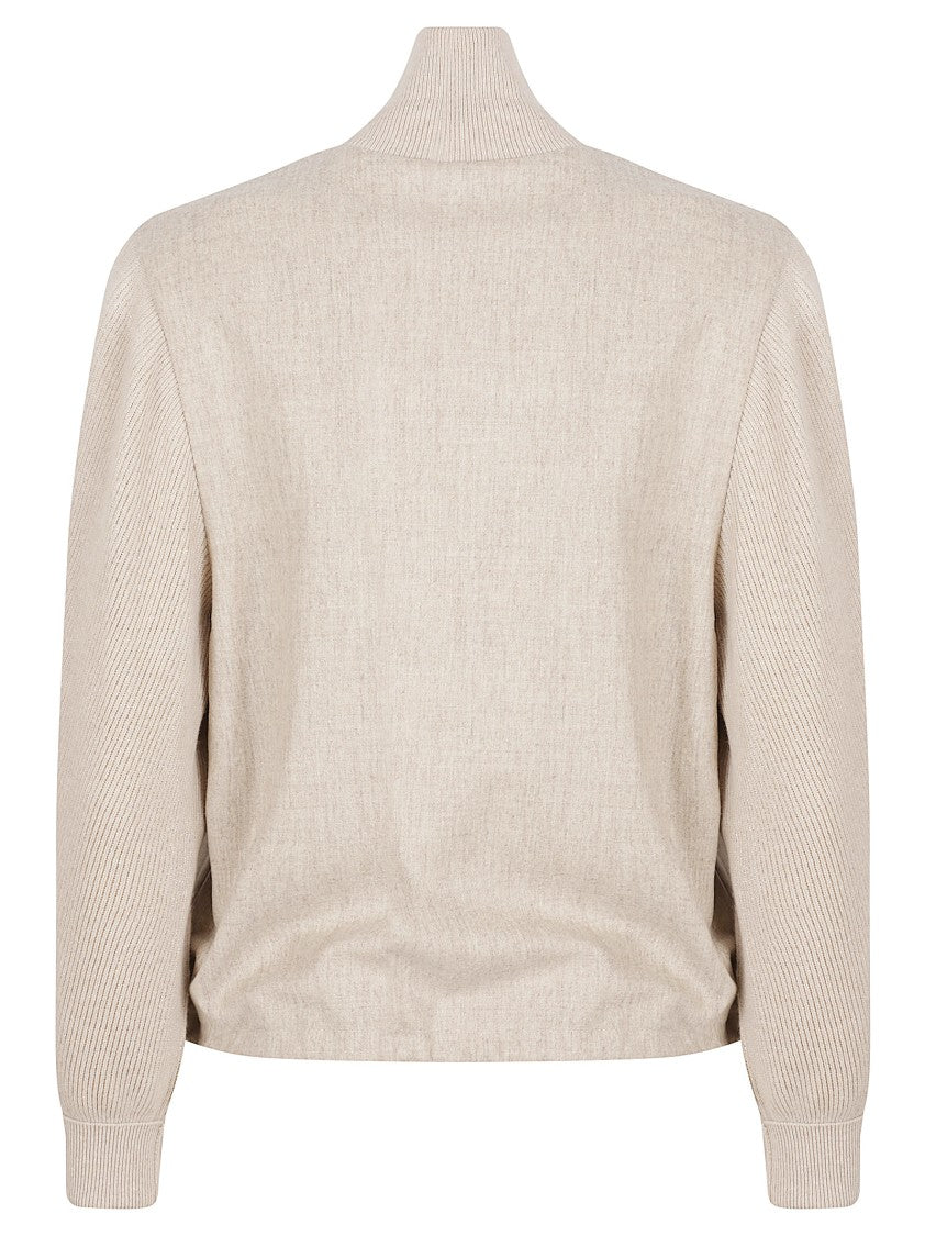 Fabiana Filippi Relaxed Fit High Collar Jacket With Ribbed Sleeves