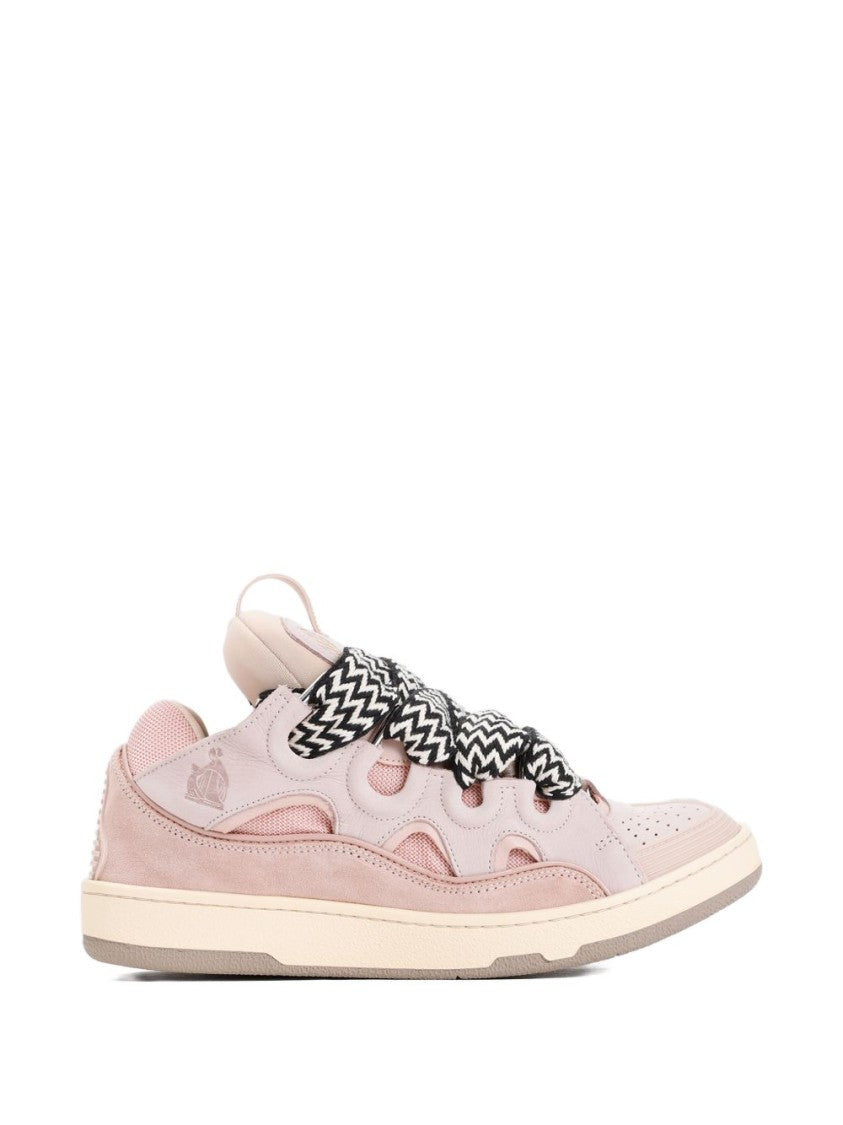 Lanvin Perforated Silk And Nylon Sneakers With Zigzag Laces