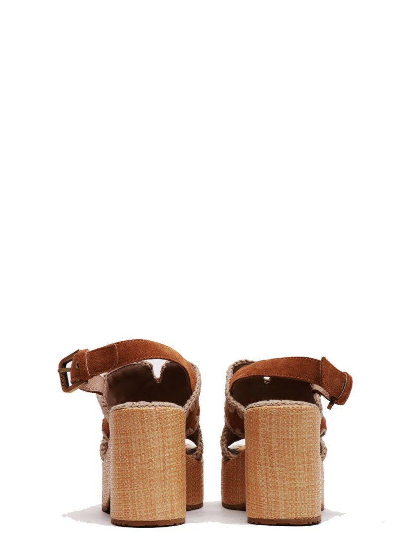 Mou Platform Sandals With Chunky Woven Heel