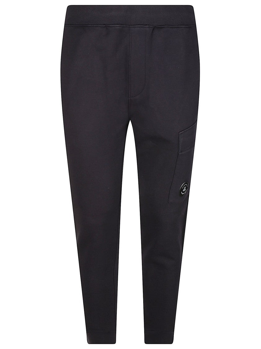 C.P. Company Lens Tapered Black Cotton Sweatpants