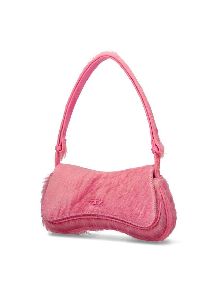 Diesel Sustainable Pink Leather Play Clutch With Adjustable Handle