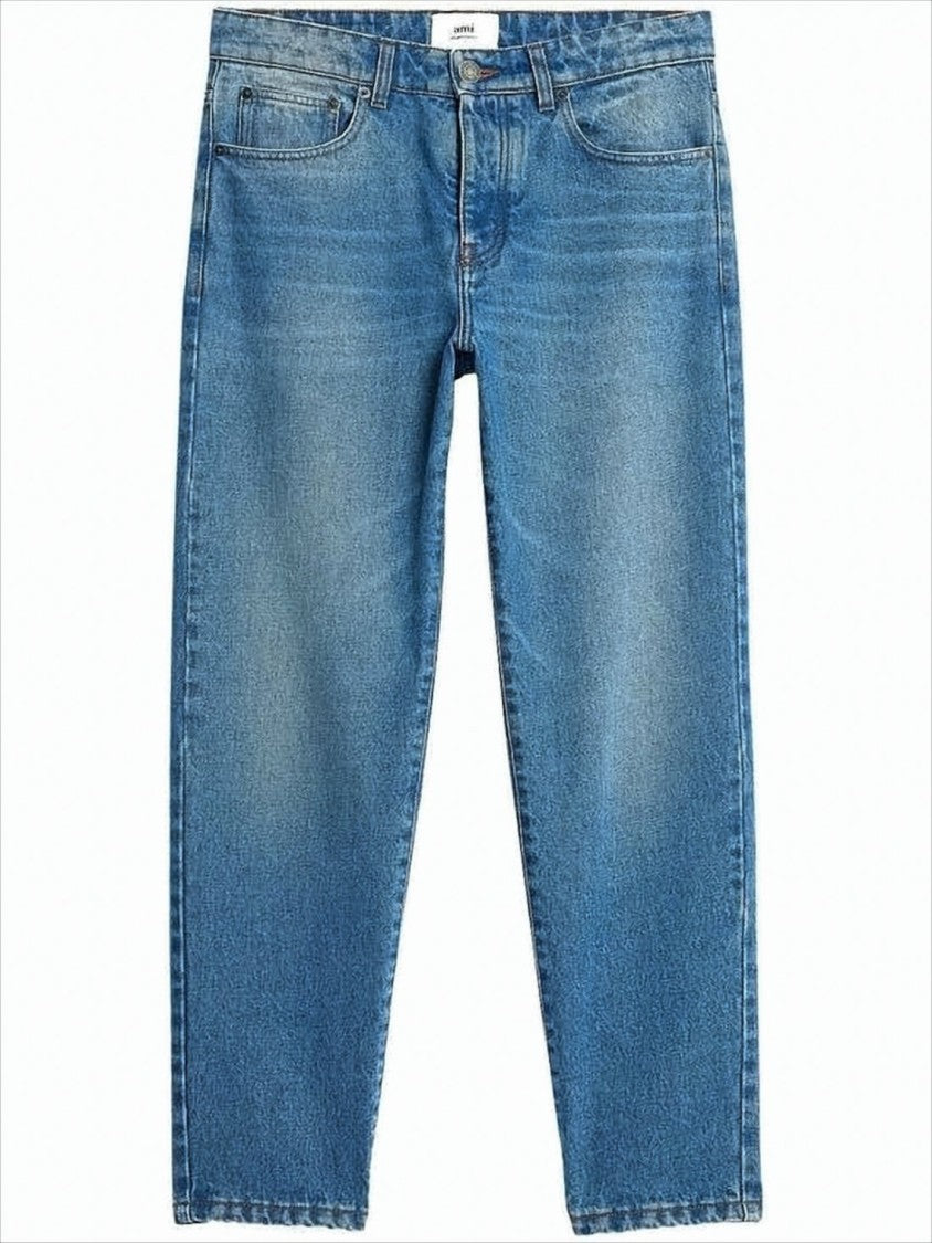 Ami Paris Classic Straight-Leg Denim Pants With Subtle Fading