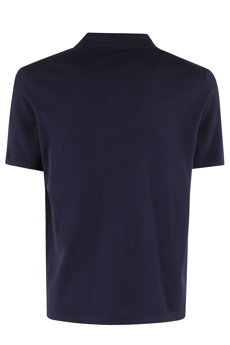 Kangra Blue Skipper Single Thread Ribbed Trim Cotton Polo Shirt