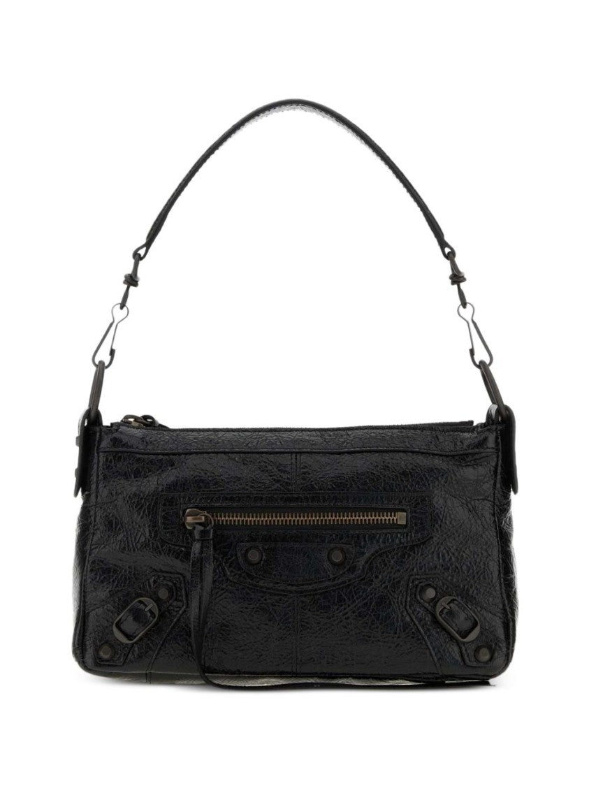 Balenciaga Textured Lambskin Metal Accent Shoulder Bag