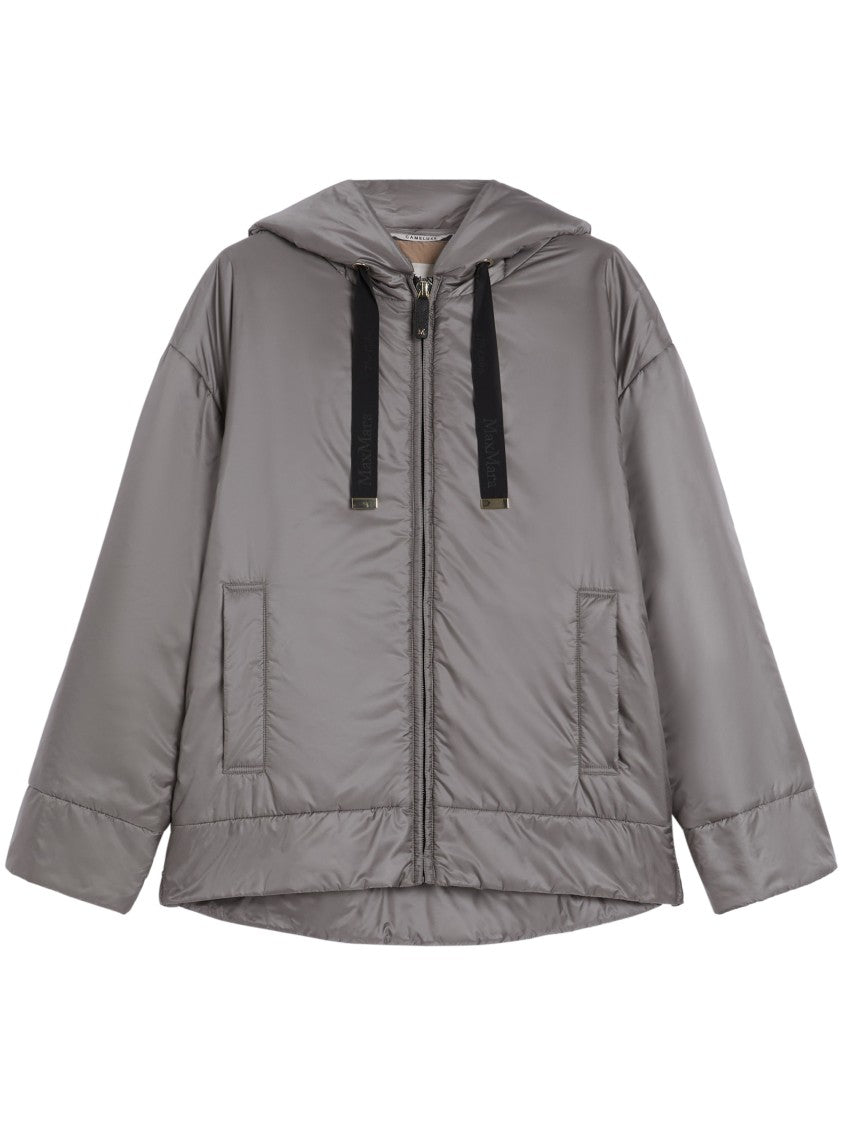 Max Mara Relaxed Anthracite Jacket With Hood And Zip Closure