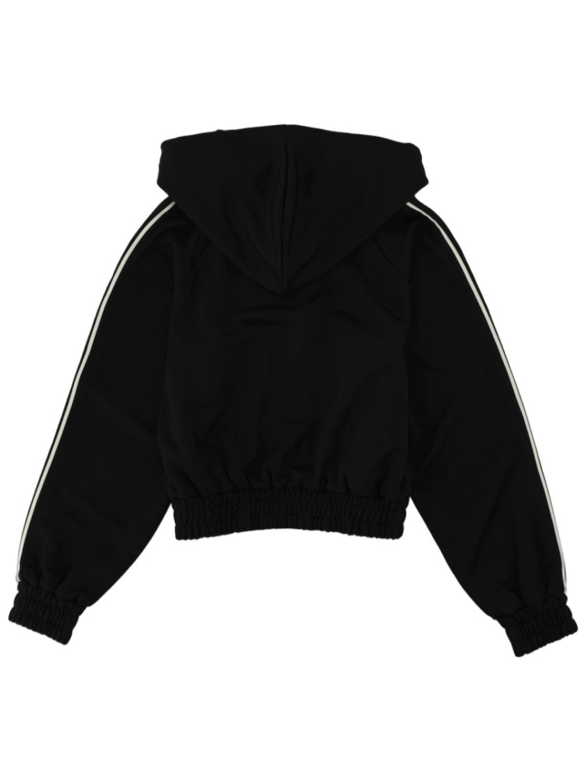 Michael Michael Kors Cropped Zip-Up Striped Logo Polyester Hoodie