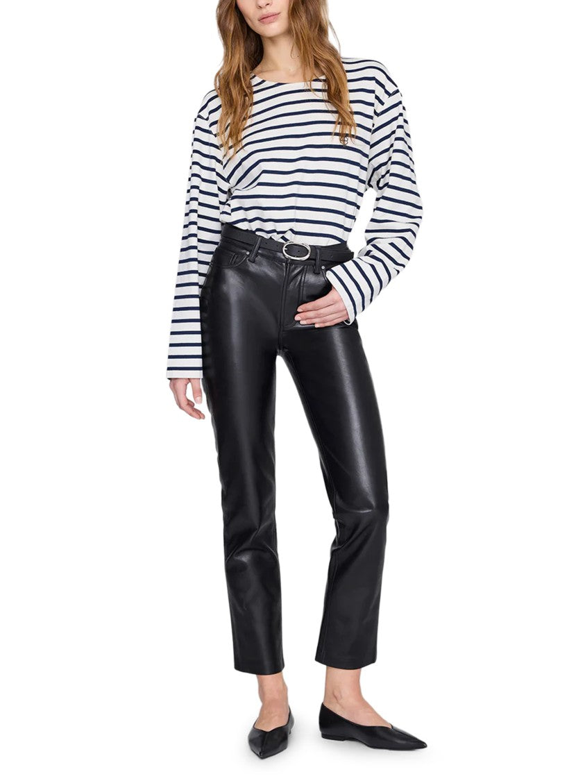 Anine Bing Long-Sleeve Striped Relaxed Fit Top With Embroidered Logo