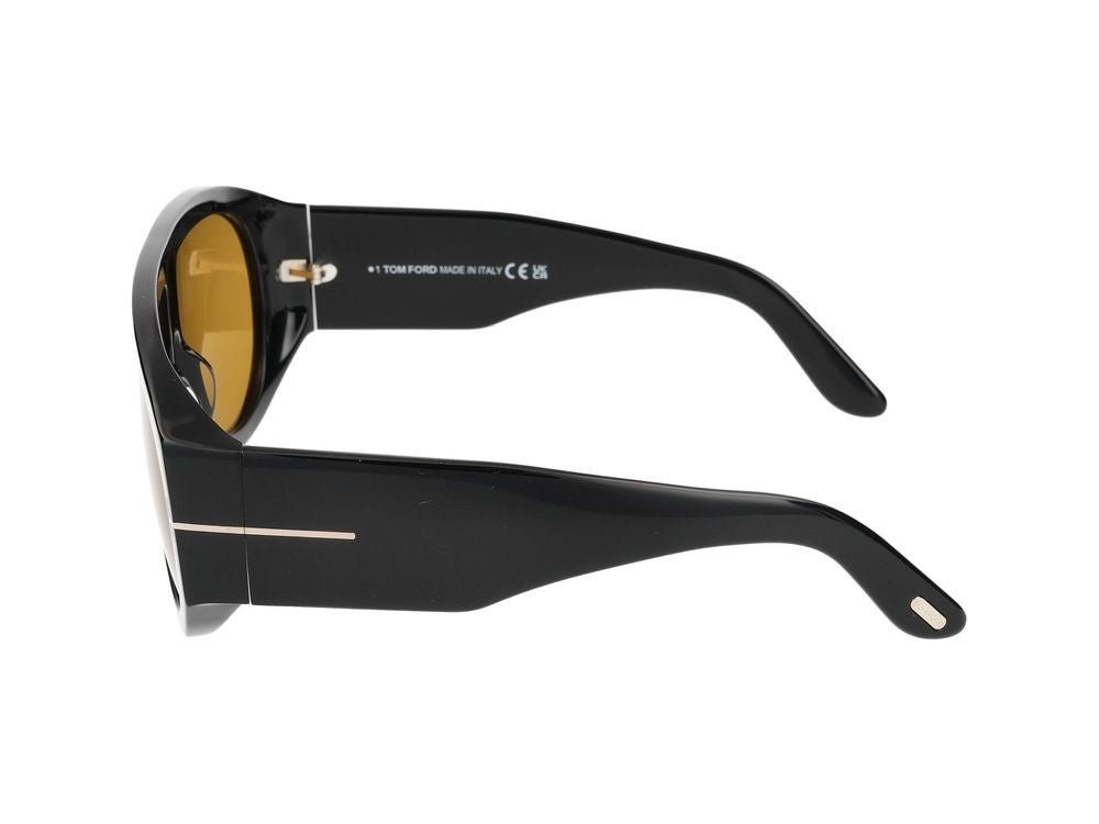 Tom Ford Oversized Aviator Sunglasses With Glossy Black Finish Ft1044 01E