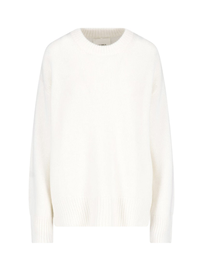 Lisa Yang Relaxed Fit Crew Neck Ribbed Knit Sweater