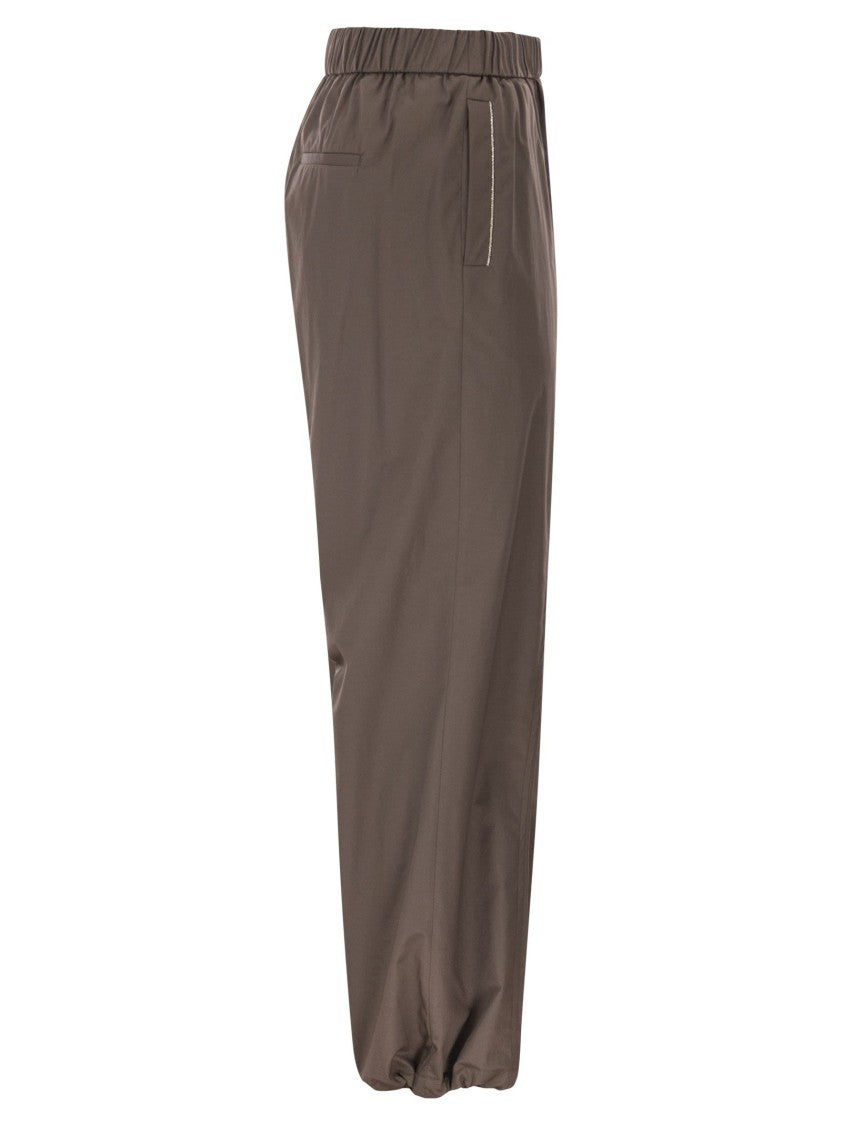 Peserico Loose-Fitting Stretch Cotton Trousers With Elasticated Waistband
