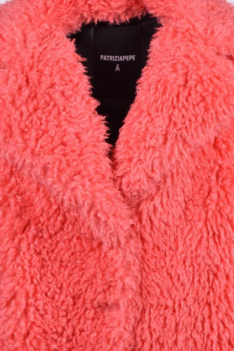 Patrizia Pepe Faux Fur Coat - Red