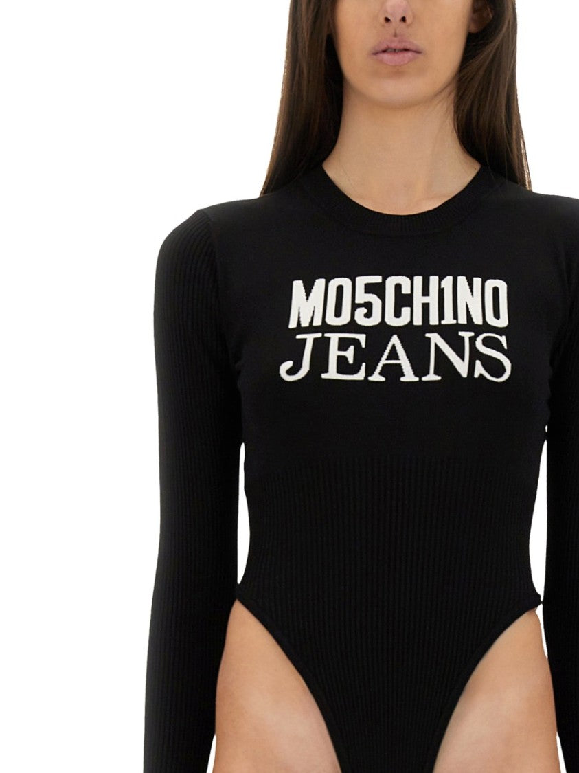 Moschino Fitted Bodysuit With Bold Logo Print