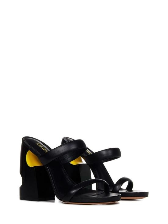 Off-White Sculptural Black Lambskin Sandals With Minimalist Straps