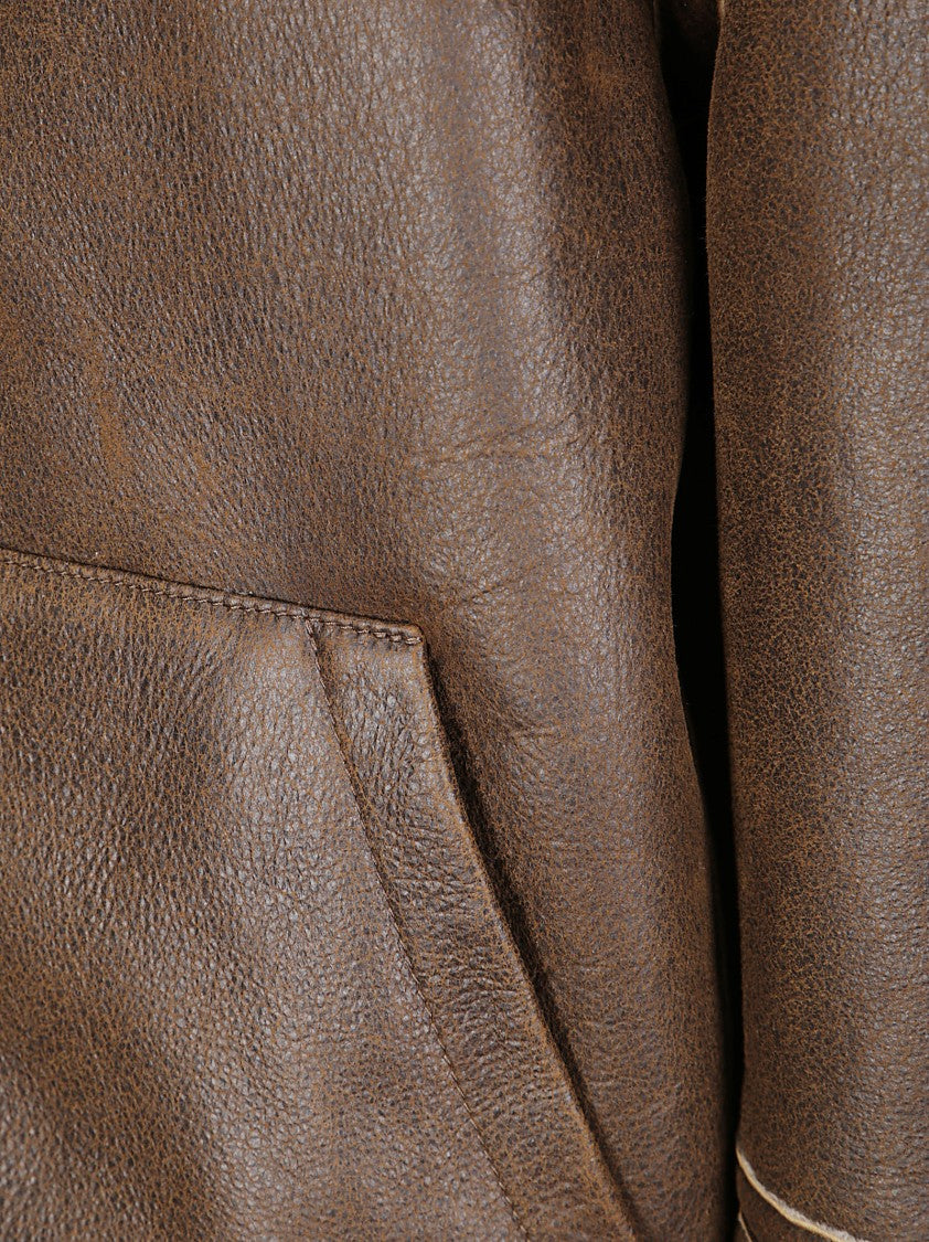 Salvatore Santoro Sheepskin Leather Jacket With Contrasting Shearling Interior And High Collar