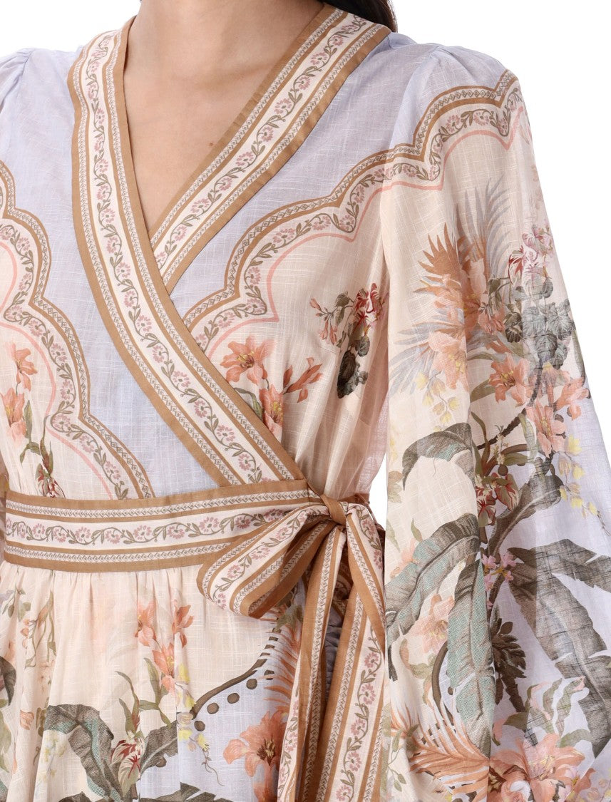 Zimmermann Mini Wrap Dress With Frill Hem