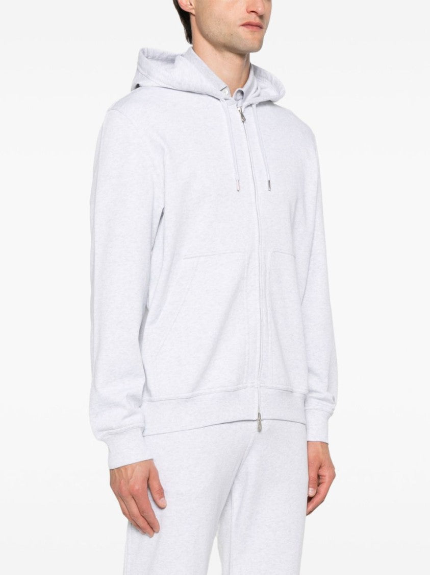 Brunello Cucinelli Light Grey Cotton Sweatshirt With Hood