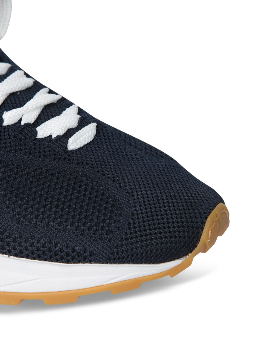 Kiton Contemporary Blue Sneakers With Breathable Knit Upper
