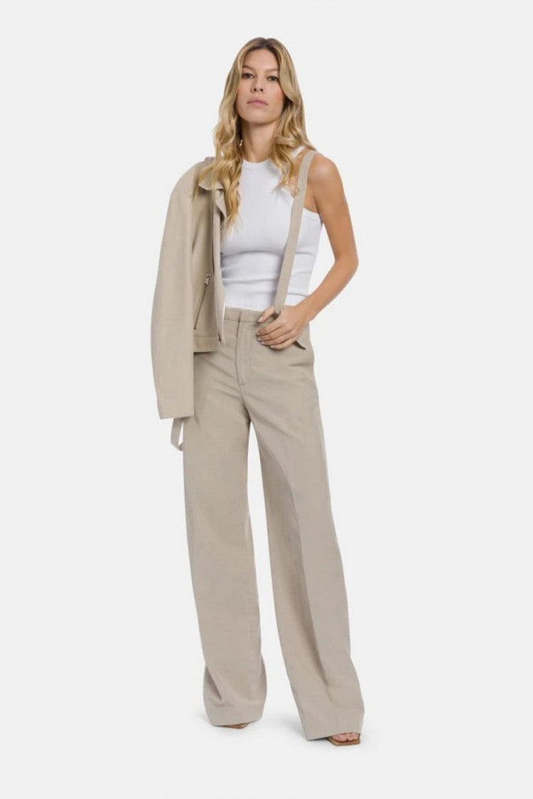 Dondup Beige Wide-Leg Pleated Trousers