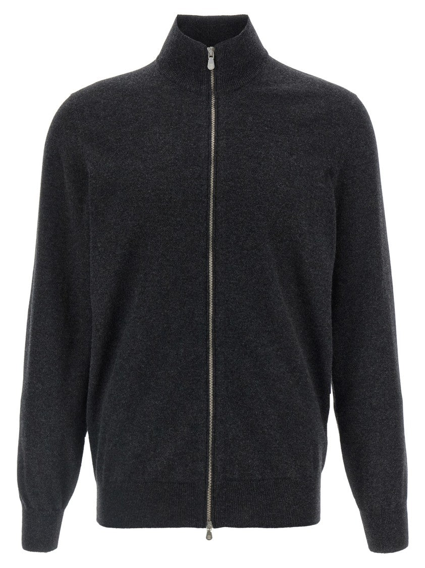 Brunello Cucinelli High Neck Cashmere Zip Cardigan