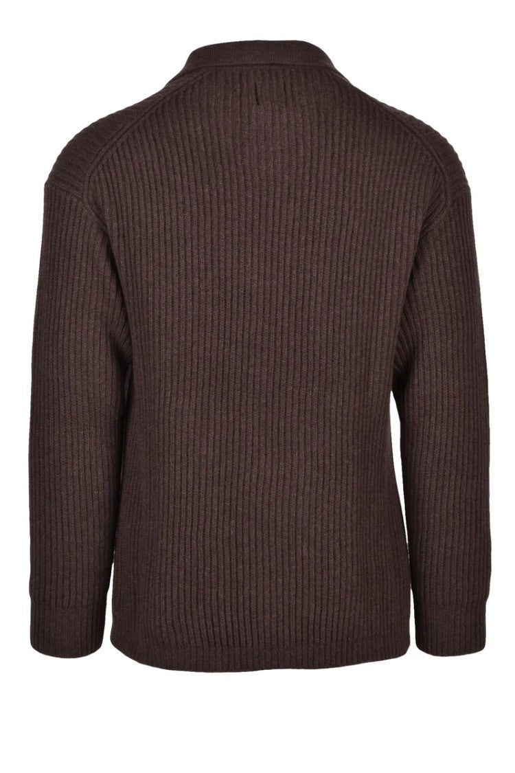 Emporio Armani Ribbed Knit Brown Sweater