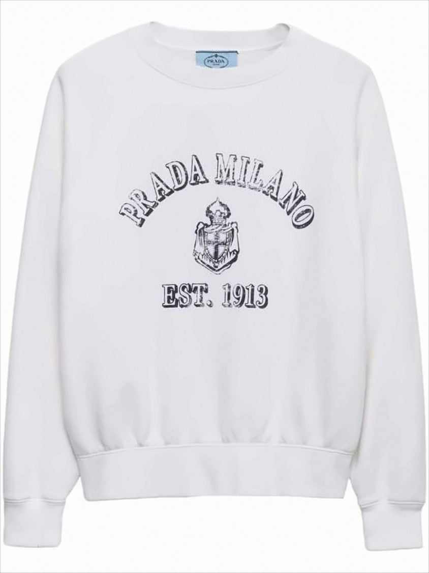 Prada Long-Sleeve White Logo Print Prada Sweatshirt
