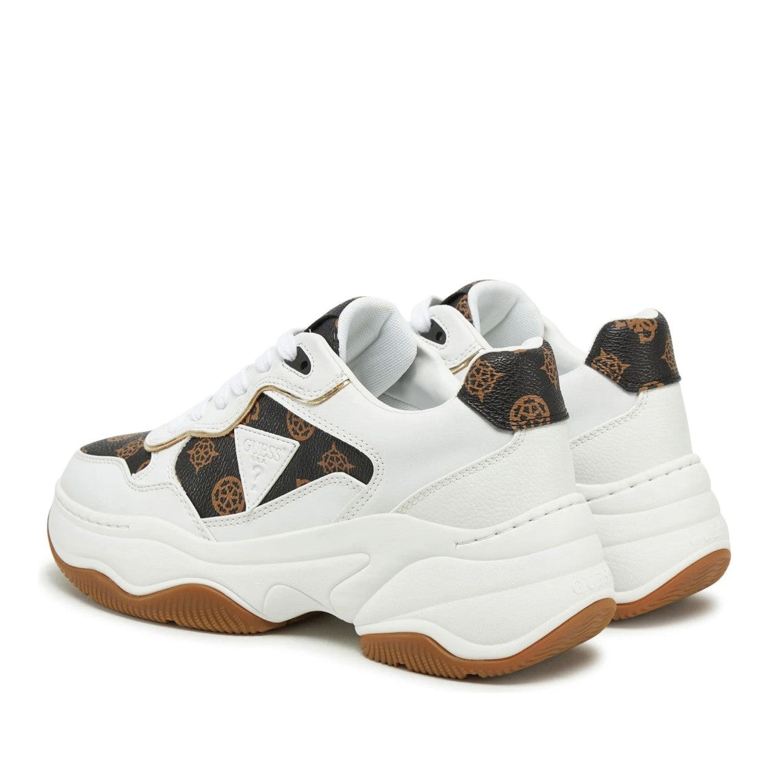 Guess White Hapyy Monogram Panel Chunky Sneakers
