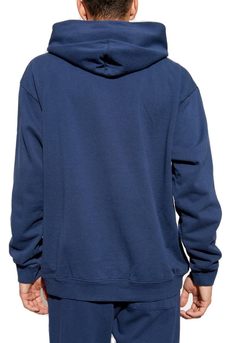 Sporty And Rich Navy Blue Hooded Sweatshirt With Usa Athletics Print