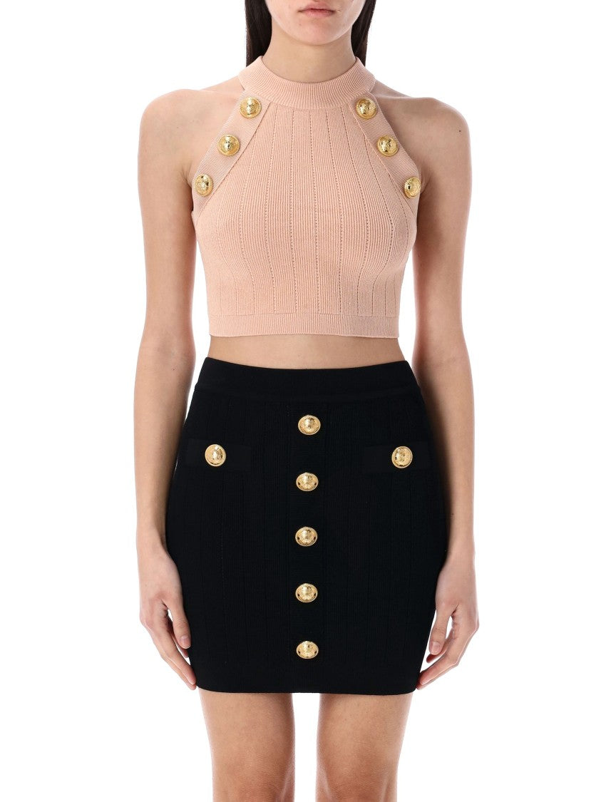 Balmain Ribbed Knit Halterneck Top