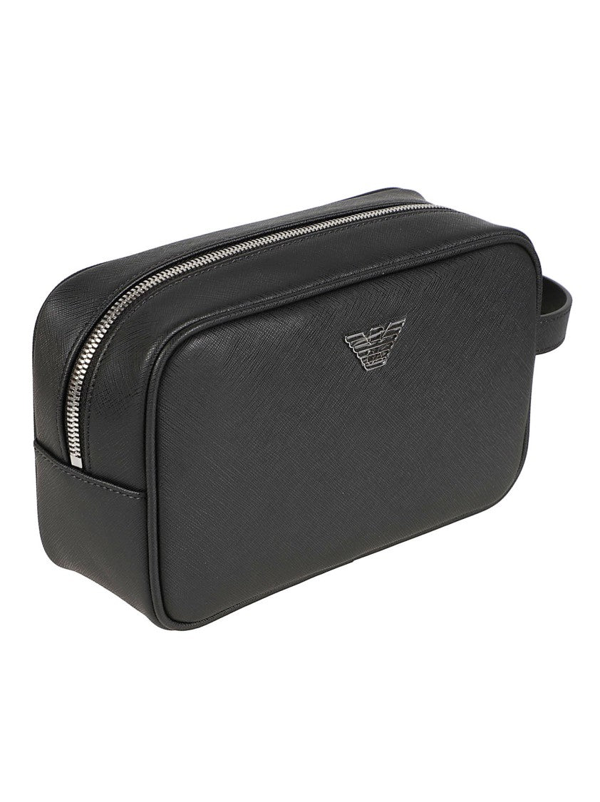 Emporio Armani Logo Plaque Animation Rectangular Polyurethane Beauty Case